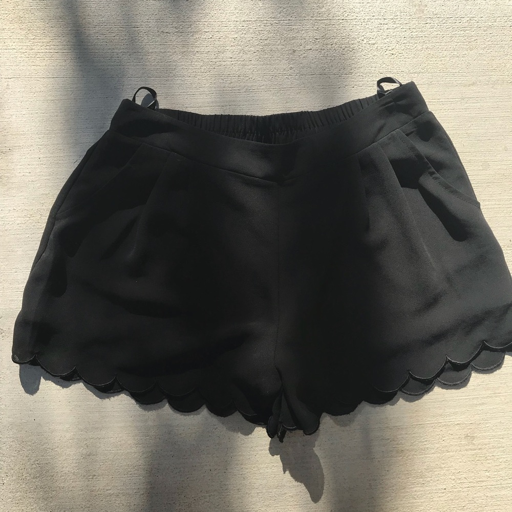 Black scalloped shorts